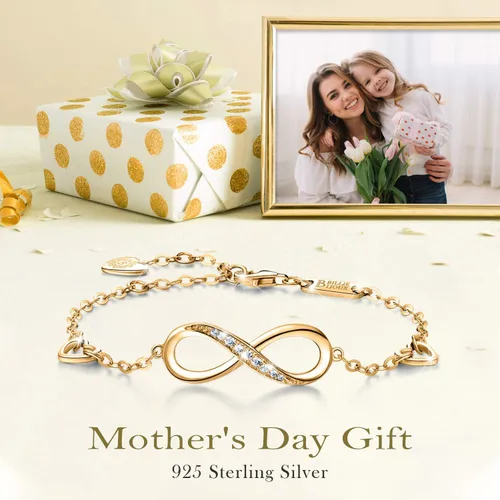 Vista 9 de Billie Bijoux Pulsera ajustable de plata de ley 925 con símbolo de amor infinito infinito para mujer