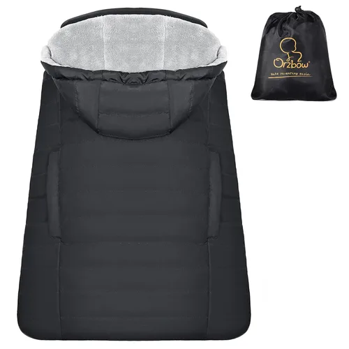 Vista 7 de Orzbow Cubierta de portabebés de invierno con capucha desmontable, impermeable y a prueba de viento, universal para portabebés y taburetes