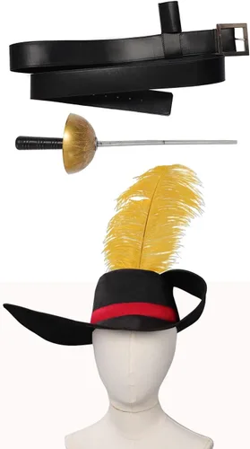 Vista 7 de Conjunto de cinturón ajustable de cuero para niños, sombrero de cosplay de gato con botas, accesorio de disfraz de Halloween, gorra de fiesta