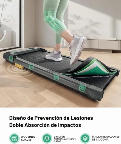 Vista 7 de UREVO Smart Walking Pad, Compact Under Desk Treadmill with Double Shock Absorption, Quiet Operation, Workout APP with Track Insights and MIIT Mode