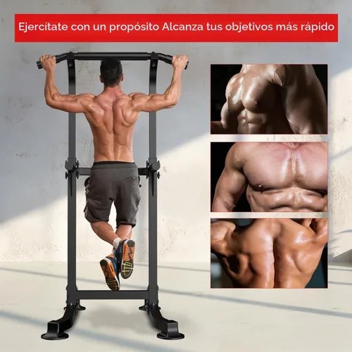 Vista 6 de ZENOVA Pull Up Bar Dip Bar Squat Rack Workout Dip Station Height Adjustable Free Standing Chin Up Bar