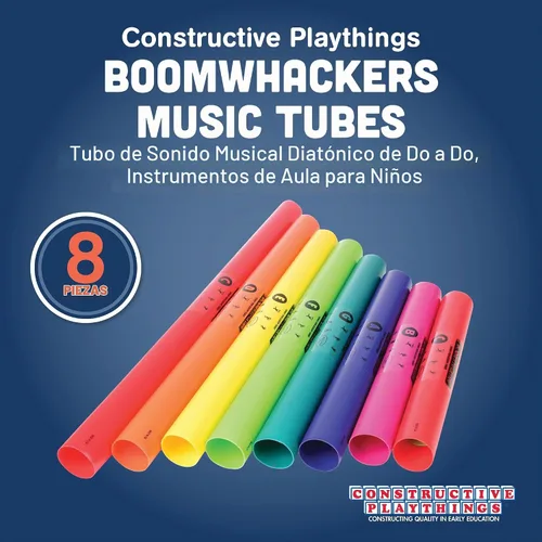 Vista 2 de Constructive Playthings Boomwhackers Music - Tubos de sonido sensorial, juego de 8