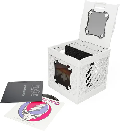 Vista 10 de CrateVinyl - Caja de almacenamiento modular para discos de vinilo para álbumes LP con divisor y 2 paneles transparentes