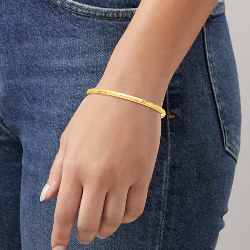 Vista 2 de Pulsera cepillada de oro amarillo italiano de 10 quilates Canaria