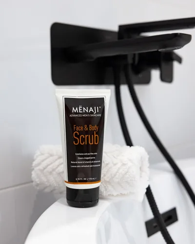 Vista 3 de Mënaji - Exfoliante facial y corporal, 5.75 onzas líquidas, exfoliante facial para hombre, exfolia, limpia y renueva la piel, fórmula natural