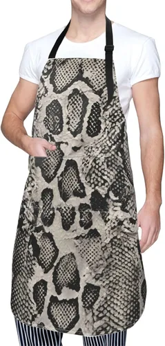 Vista 9 de YANYU Classic Snake Skin Print 28x33 In Kitchen Apron Stylish Chef Apron with Pockets for Cooking Baking Painting