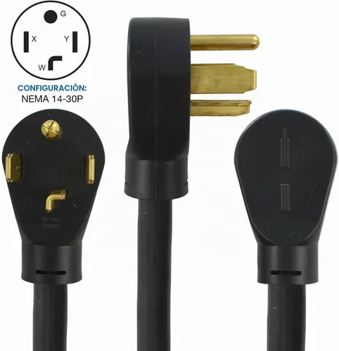 Vista 2 de Conntek Cable de extensión de 30 amperios de 4 clavijas, cable de extensión NEMA de 30 amperios 14-30P a 14-30R para extensión de alimentación