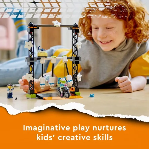Vista 3 de LEGO City Stuntz The Knockdown Stunt Challenge Playset, 60341 Adventure TV Series Juguete de acción para niños mayores de 5 años con bicicleta