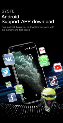 Vista 3 de Truely Super Mini Smartphone, XS11 Teléfono desbloqueado 3G WCDMA Android Mobile 2.5 '' Pantalla táctil 1GB RAM 8GB ROM Dual SIM WiFi Bluetooth Rosa