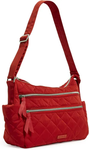Vista 2 de Bolso tipo cartera de sarga con triple cremallera para mujer