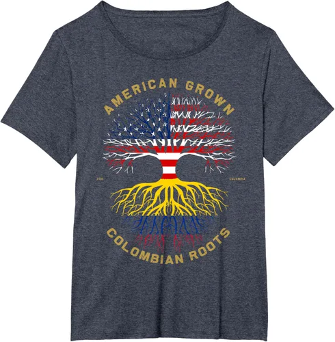 Vista 48 de Camiseta de regalo con la bandera de Estados Unidos con árbol de raíces colombianas