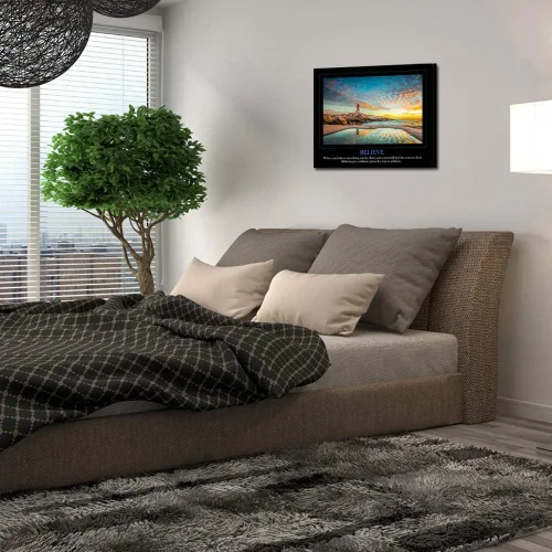 Vista 4 de KREATIVE ARTS Believe - Lienzo con citas, decoración de pared, letreros decorativos familiares, lema inspirador, impresiones en lienzo, inspiración