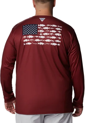 Vista 7 de Columbia Terminal Tackle PFG - Señuelos para hombre grandes y altos con bandera de pez, color jaspe rojobajo blanco, talla 2X B&T