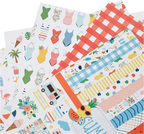 Vista 2 de Carta Bella Paper Company Summertime Collection Kit de papel, 12 x 12 pulgadas, multicolor