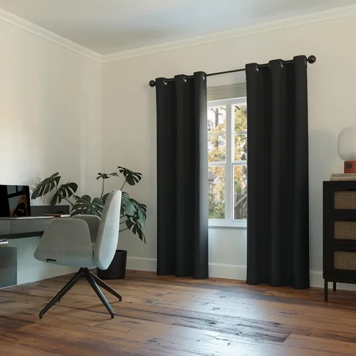 Vista 32 de Sun Zero Easton Panel de Cortina Opaca con Ojales de Ahorro de Energía, 40" x 63", Gris, Gris Raíz = {'valor': "['Gris']"}