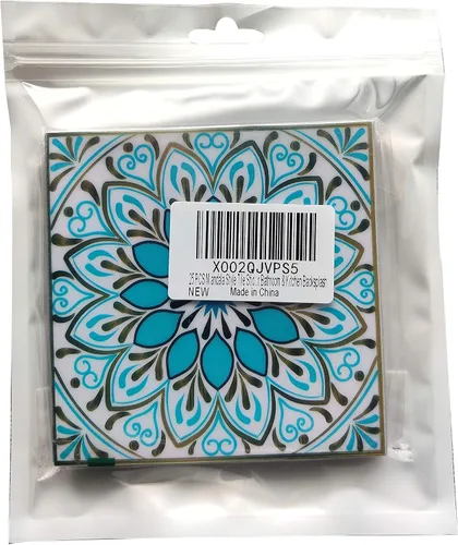 Vista 9 de 25 calcomanías de azulejos estilo mandala, murales tradicionales de bricolaje de 4 x 4 pulgadas, azulejos impermeables a prueba de aceite, Mtl-01