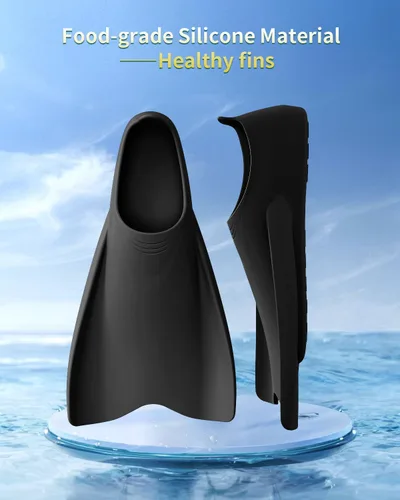 Vista 6 de WSTOO - Aletas cortas de entrenamiento aerodinámicas, aletas de natación de silicona para adultos y jóvenes (hombres y mujeres), ideales para nadar
