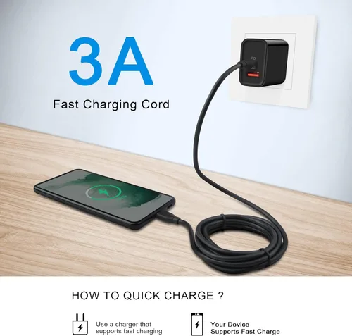 Vista 2 de Cable USB C a USB C, 60 W, paquete de 2 cables de carga rápida tipo C a tipo C de 6 pies C Phone Charger Cable for Samsung Galaxy S26 S25 S24 S23
