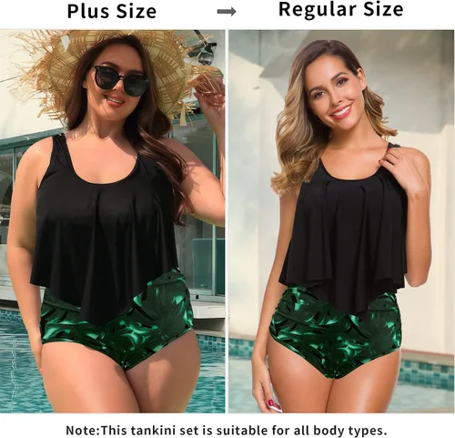 Vista 2 de SuperPrity trajes de baño de dos piezas para mujer, prenda superior con volantes, prenda inferior con cintura alta