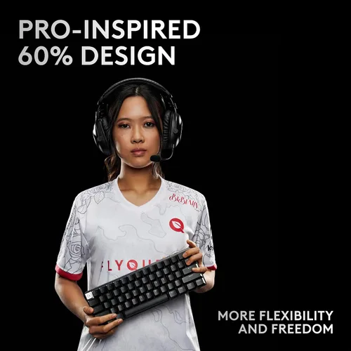 Vista 6 de Logitech G PRO X 60 Lightspeed - Teclado inalámbrico para juegos, ultra compacto TKL 60% mecánico para PC con Windows, LIGHTSYNC RGB, teclas PBT