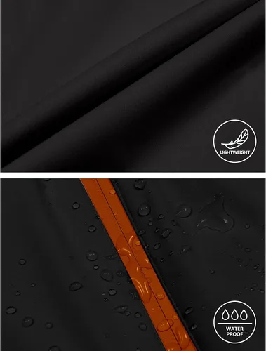 Vista 3 de Little Donkey Andy Chaqueta de lluvia elástica para hombre con capucha, resistente al viento y al agua, plegable