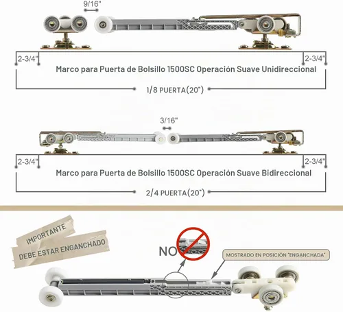 Vista 4 de [Usado] Percha de cierre suave para puerta corrediza de bolsillo para Johnson Part #1060, kit de repuesto, ruedas de rodamiento de bolas de nailon