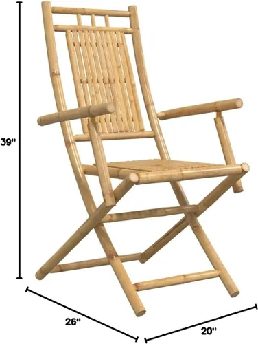 Vista 2 de Folding Patio Chairs 2 pcs 20.9x26 x39 Bamboo Dinning Room Lawn Sillas para Comedor Dining Table Chairs for Courtyard Terrace Beach Picnic