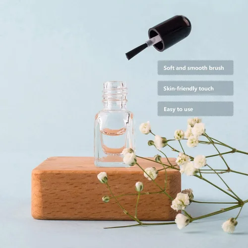 Vista 4 de GTHER 20 botellas vacías de esmalte de uñas, recipiente de botellas recargables de vidrio transparente con tapa de cepillo y embudo y bolas
