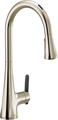 Vista 35 de Moen Sinema grifo de cocina desplegable de acero inoxidable con aumento de potencia y sistema retráctil, llave de cocina moderna de arco alto, fácil