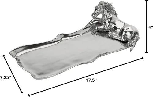 Vista 2 de Arthur Court Designs - Bandeja rectangular de aluminio para caballos, 17.5 x 7.25 pulgadas