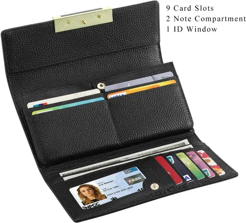 Vista 2 de HAWEE Trifold Wallet para mujer Cuero Genuino Elegante Femenino Tarjeta de Crédito Tarde Bolso de Embrague HW-CS-AX512-1