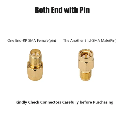 Vista 2 de CORONIR Paquete de 16 adaptadores SMA macho a RP SMA hembra conector Jack para cable coaxial RF Antena Wi-Fi/Amplificador