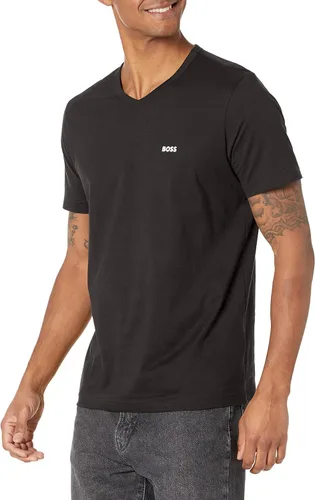 Vista 5 de BOSS Camiseta con cuello en V con logotipo pequeño para hombre marino