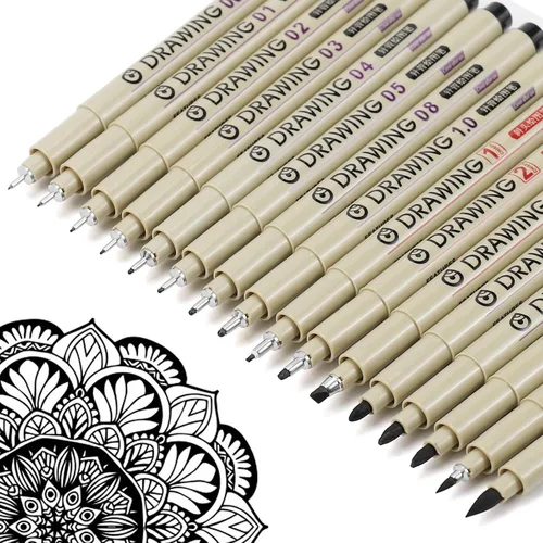 Vista 12 de Muchcute 01 Micro Fineliner Dibujo Arte Bolígrafos: 12 Colores 0.25mm Punta Extra Fina Biblia Sin Sangría Diario Zentangle Suministros de Estudio