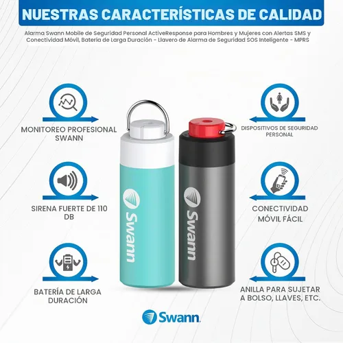Vista 2 de Swann ActiveResponse - Alarma de seguridad personal móvil, sirena de emergencia de 110 dB con alertas SMS y conectividad móvil, batería de larga