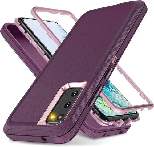 Vista 10 de Jshru Funda para Galaxy S20, funda protectora resistente de grado militar, a prueba de golpes, a prueba de caídas/polvo, 3 capas, funda
