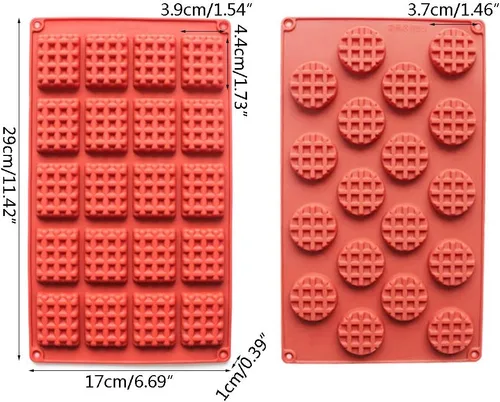 Vista 7 de Juego de 2 piezas/juego de moldes de silicona para gofres de 18/20 cavidades, molde para hornear galletas, molde para hornear, herramienta