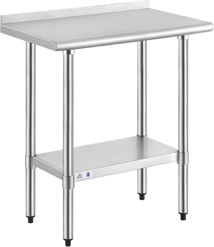 Vista 84 de ROCKPOINT Mesa de acero inoxidable para preparación y trabajo, 14x24 pulgadas; mesa de cocina comercial de metal NSF resistente con estante inferior