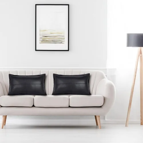 Vista 5 de Funda de almohada rectangular de piel de cordero – Funda de cojín para sofá – Fundas decorativas para sala de estar y dormitorio, caja negra
