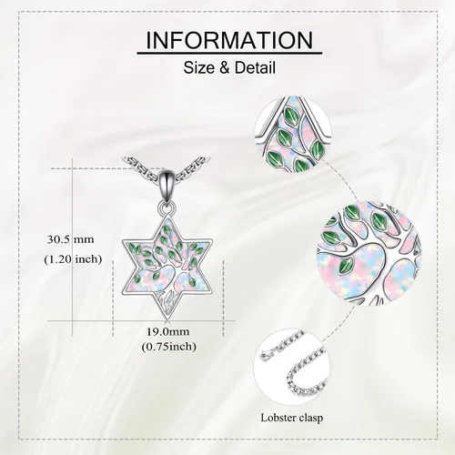 Vista 97 de ONEFINITY Collar de plata de ley 925 con diseño de árbol de la vida con colgante de nudo celta de concha de abulón para mujer