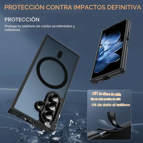 Vista 4 de Hensinple Funda Magnética para Samsung Galaxy Z Fold 6, Funda Z Fold6 [Compatible con MagSafe][Ajuste Delgado], Carga Magnética Translúcida Mate