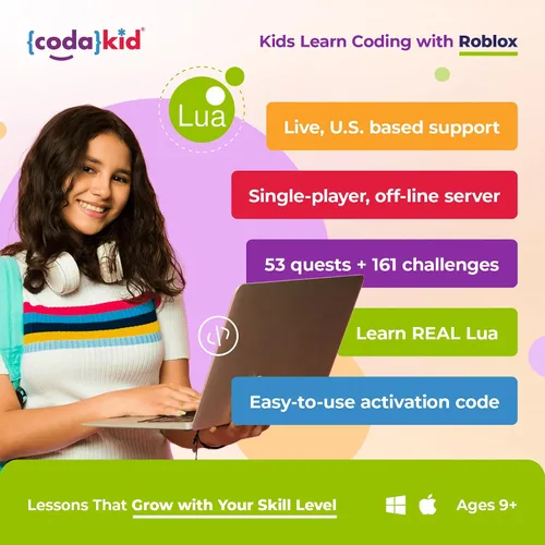Vista 2 de CodaKid Roblox Coding, Award-Winning, Coding for Kids, Ages 9+ with Online Mentoring Assistance, Learn Computer Programming and Code Fun Games with