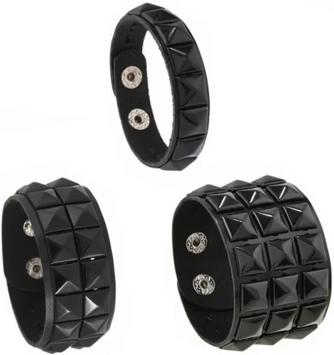Vista 20 de 3 pulseras punk, pulseras de cuero con tachuelas, pulsera emo, pulseras góticas ajustables para hombres y mujeres