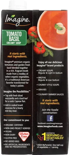 Vista 2 de Imagine Sopa cremosa de tomate y albahaca, orgánica, 32 oz