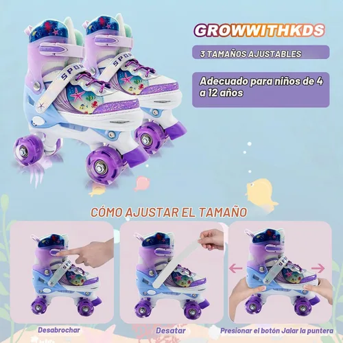 Vista 6 de Kids Roller Skates for Girls Boys Púrpura (Purple Ocean)