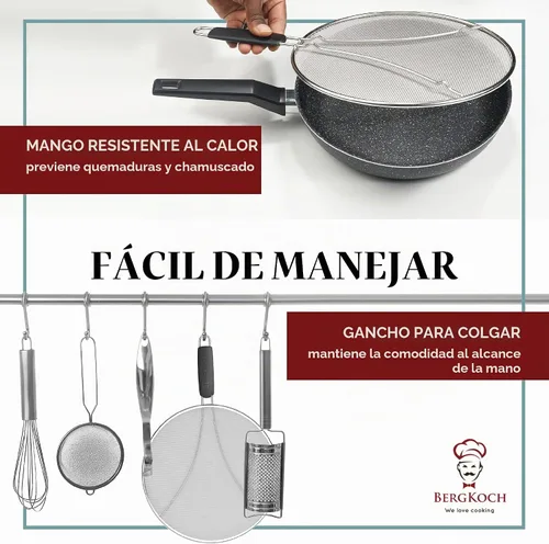 Vista 7 de Pantalla contra salpicaduras para sartén, protector de salpicaduras de grasa de acero inoxidable de 9.5 pulgadas, cubre salpicaduras de aceite