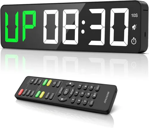 Vista 9 de Reloj de pared con pantalla LED grande de 15" para gimnasio Entrenamiento de intervalos en el gimnasio Cuenta regresiva y progresiva