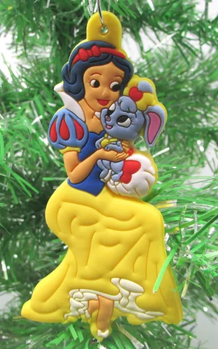 Vista 7 de Adornos para árbol de Navidad blanco nieve con personajes de enanos blancos como la nieve y varios enanos (diseño único)