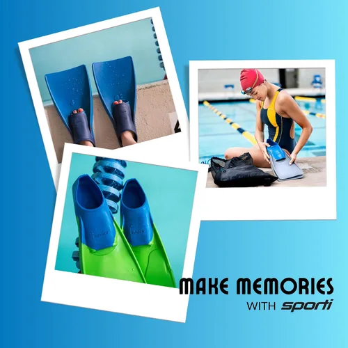 Vista 9 de Sporti Aletas de natación para adultos y niños para natación en piscina - Aletas flotantes largas para natación y snorkel - Aletas de natación