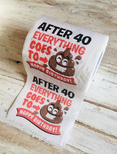 Vista 2 de Divertido papel higiénico de cumpleaños 40, regalo novedoso para marido, esposa o amigos